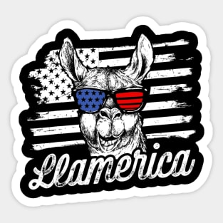 Llamerica Patriotic Llama - Funny Llama 4th of July Sticker